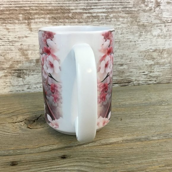 Male Cardinal and Flowers Ceramic Coffee Mug - Picture 4 of 4